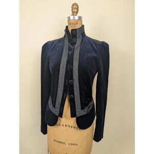1990's DVF blue wool velvet military jacket